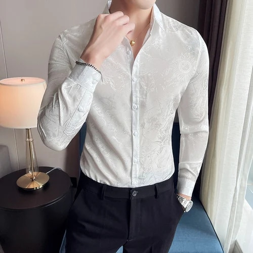 Camisas De Manga Larga A Rayas Para Hombre/camisa De Vestir