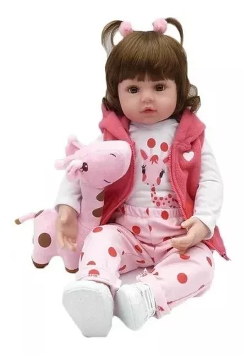 Boneca Bebe Reborn Silicone Girafinha Girafa Loira Menina - Chic