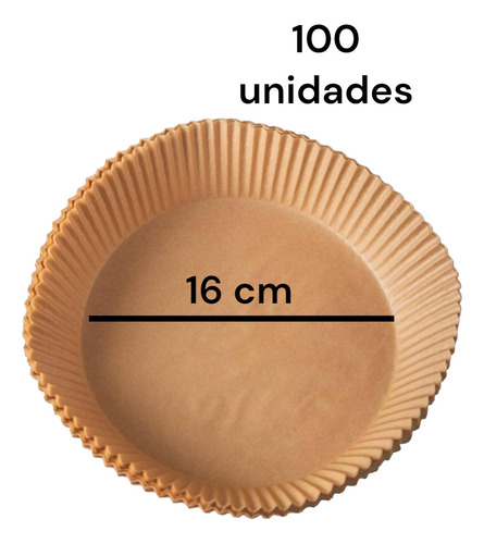 Molde Bandeja Papel X100 Para Freidora Aire Antiadheren 16cm Color Marrón