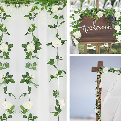 6pcs Camino De Mesa Boho Y Flores Artificial Rosas