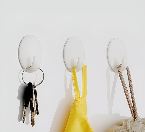 Ganchitos De Pared Autoadhesivos Blancos Packx3 Cocina Baño Blanco