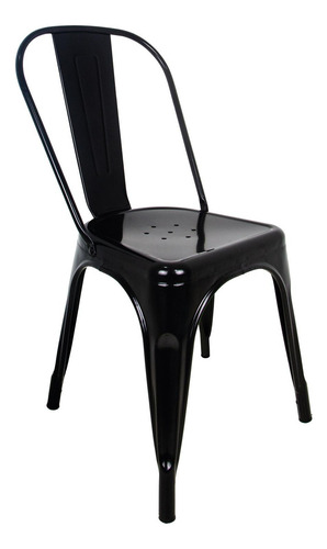 Silla Tipo Tolix De Comedor Color Negro Mate Diseño Vintage Minimalista Exterior Interior Comoda Ergonomica Resistente Kingshouse