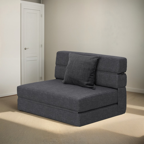 Sofá Cama Plegable Viscoelástico Tipo Futón Gris Oscuro