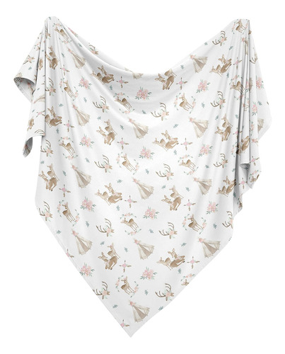 Woodland Deer Floral Girl Swaddle Manta Jersey Stretch ...