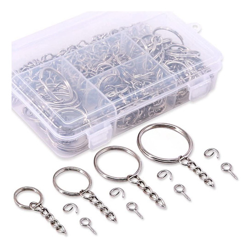 Kit De Anillos De Llavero Plateado De 300 Unidades.