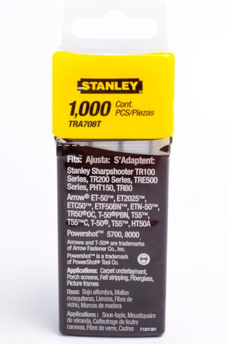 Grapa Para Engrapadora Trabajo Pesado 1/2 Tra708t Stanley