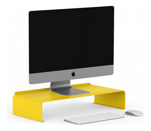 Soporte Eleva Monitor Cpu Escritorio Oficina Teclado Colores Amarillo