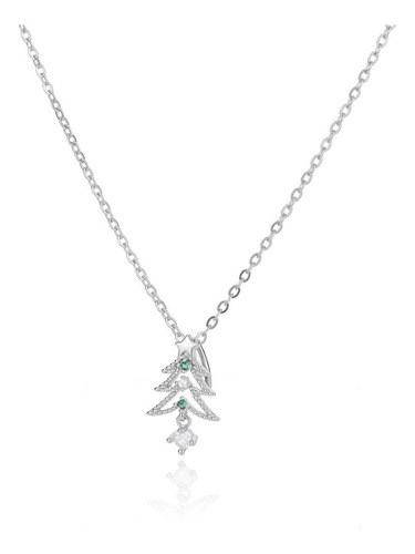 Collar Árbol Navidad Vida Acero Inoxidable Mujer Oro Color Plateado