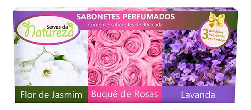 Estojo C/3 Sabonetes Frutas Vermelhas Jasmim E Lavanda 90g