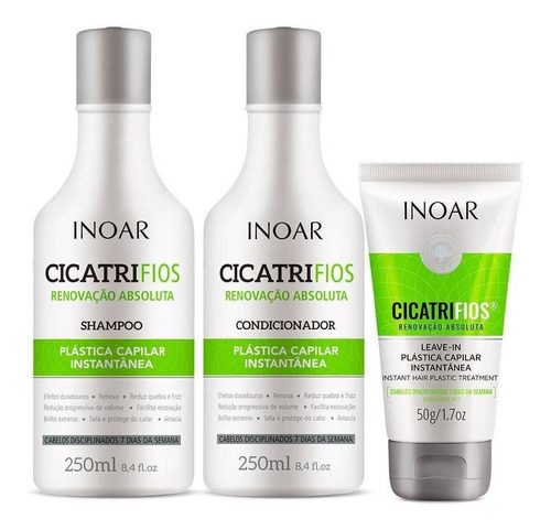  Kit Inoar Cicatrifios Shampoo + Condicionador 250ml Leave-in