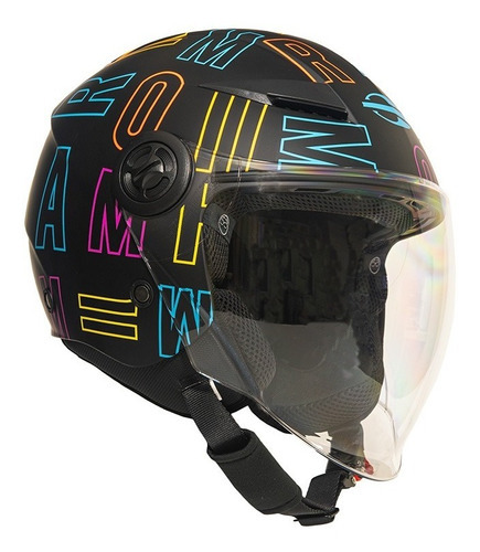 Capacete Aberto Mormaii Lite Viseira Longa Moto Scooter Jet Cor Lite Neon Tamanho do capacete L - 60