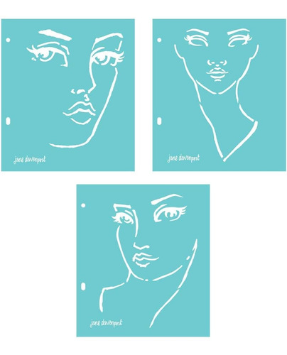  Jd Jane Davenport Good Face Stencils, Teal