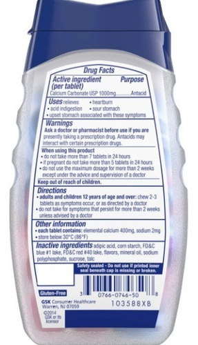 Pastilhas Tums Antacido Ultra Forte - Frutas Vermelhas -72un