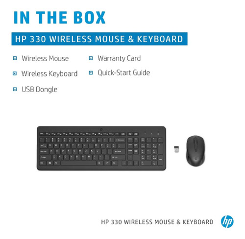 Kit Teclado E Mouse Sem Fio Hp 330 Wireless 2.4ghz Usb Preto