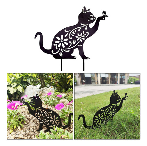 . Vivaz Gato De Hierro Jardín Estacas Animal Silhouettes