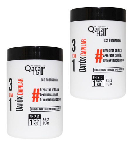 2 Trótox Repositor De Massa  Qatar Hair 2x1000gr