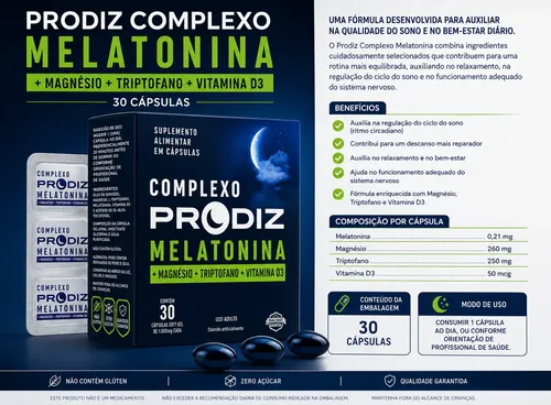 Kit C/3 Melatonina +magnésio +triptofano +vitamina D Prodiz