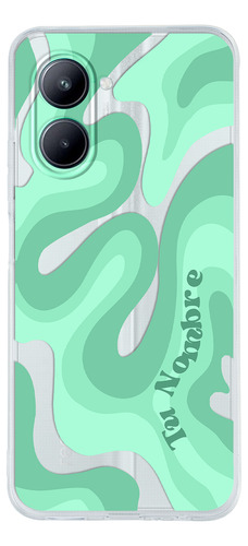 Funda Para Realme Para Mujer Curvas Verdes Con Tu Nombre