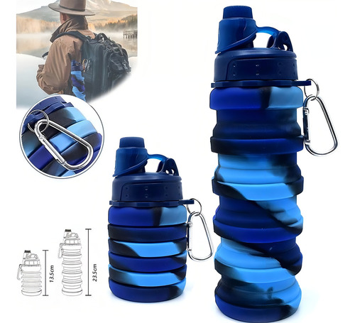 Botella Termo Plegable Silicon 500 Ml Gym Grado Alimenticio