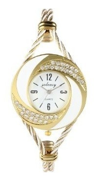 Reloj Brazalete Soleasy Cuarzo Oro Blanco Wth0051