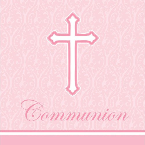 Serpentinas - Faith Pink Communion Lunch Napkins 18 Per Pack