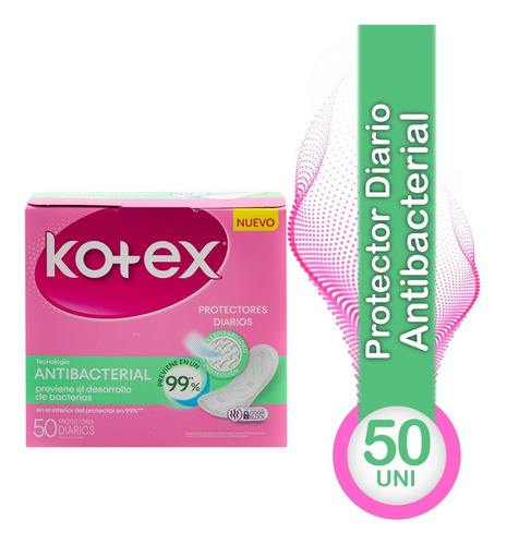 Protectores Diarios Femenino Antibacterial 50 Und Kotex