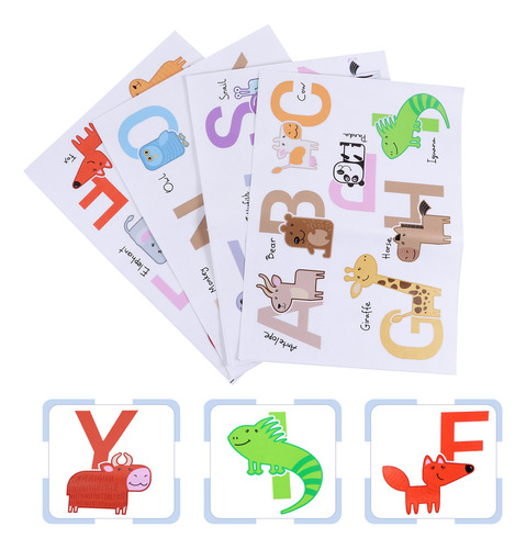 Pegatinas De Pared Acuarela Animal Alphabet Abc Para Niños,