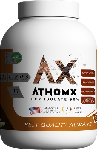 Proteína Athomx Aislada De Soja 90% 1kg Natural Apta Veganos