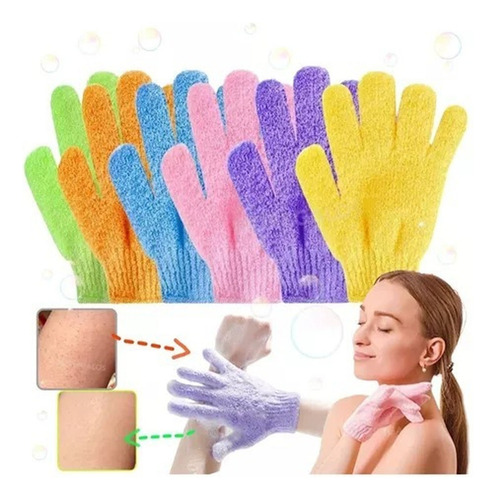 Set X 10 Guante Exfoliante Manopla Corporal Baño Ducha Spa