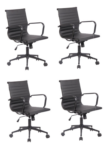 Conjunto 4 Cadeiras De Escritório Diretor Sevilha Com Base