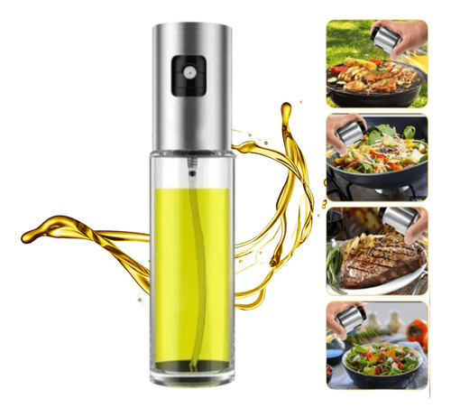 Spray Pulverizador Prata Azeite Óleo Inox Vidro Culinário Gourmet