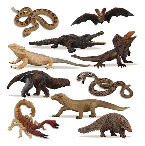 Toymany  Juego De 10 Figuras De Animales De Reptiles Tr...