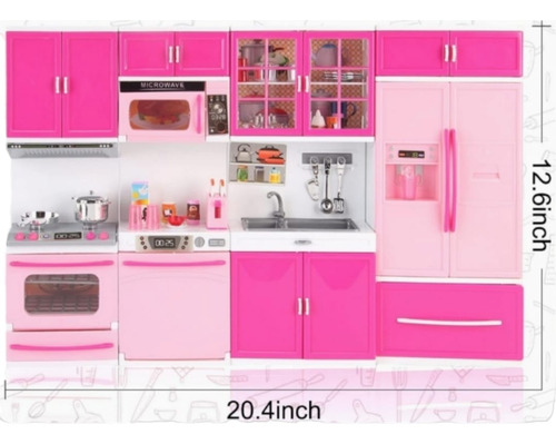 Set De Cocina Con Luces, Sonidos Y Accesorios Para Barbie.