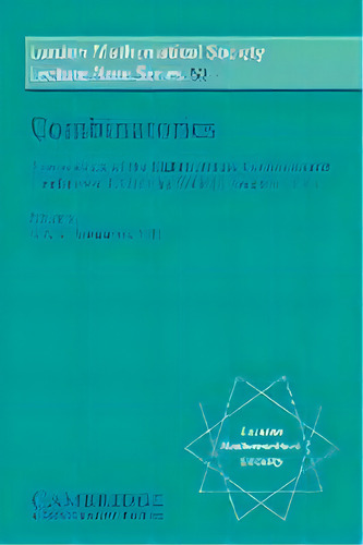 Combinatorics, De H. N. V. Temperley. Editorial Cambridge University Press, Tapa Blanda En Inglés