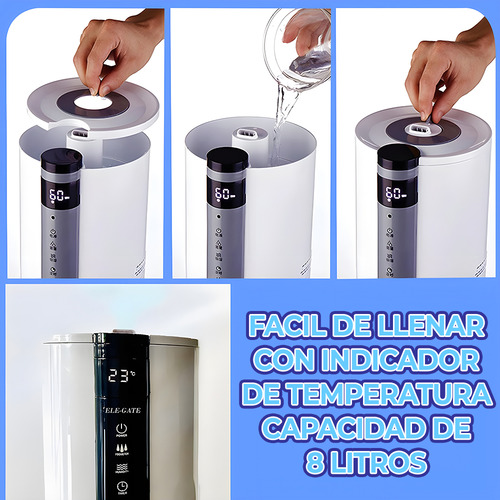 Humidificador Ultrasónico 8 Litros Ideal Para Aromaterapia Color Blanco Ele-Gate
