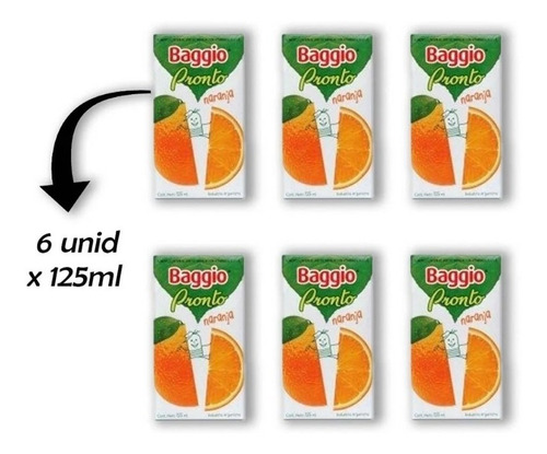 Jugo Naranja Mini Baggio 125cc X 6 Unidades