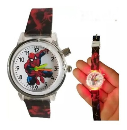 Reloj Spiderman Hombre Araña Para Niño Infantil Con Luz