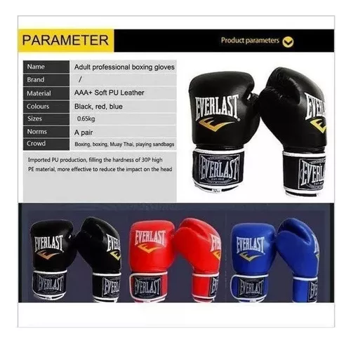 Guantes Boxeo Amateur Everlast, PowerLock, Vinil, Kick Boxing, Muay Thai,  MMA, Velcro, 14 oz., Negro