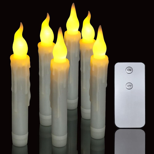 Pchero 6pcs Led Taper Velas Con Control Remoto, Batería Func