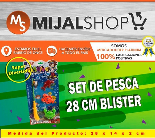 Juego Set Pesca Infantil Juguete Caña Peces 28 Cm