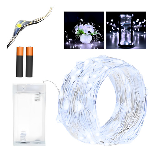 Fio De Fada 30 Led 3metros C/pilhas Luz Branco Quente E Frio