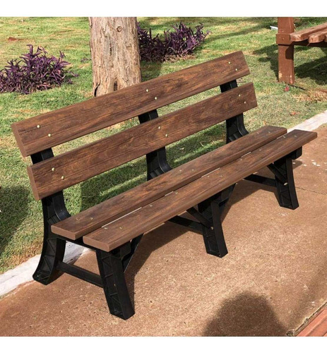 Banco Para Jardim Com Encosto Madeira Plástica 150cm Iawt
