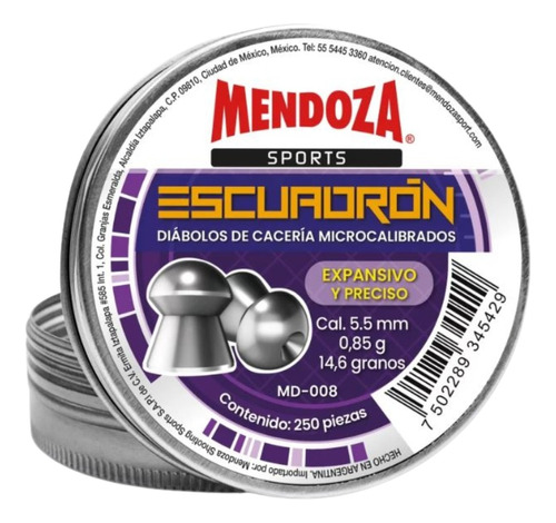 Diábolos Mendoza Escuadron Md-008 Punta Domo Hueca 5.5 250pz