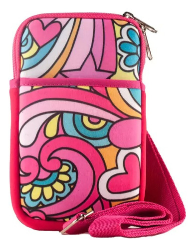 Bandolera Porta Celular Cdtek Neoprene Con Correa Color Est 16 Peace & Love