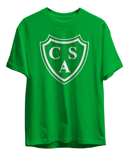 Remera Sarmiento De Junin Logo En El Pecho Simple Verde