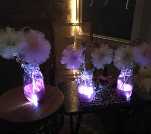 24 Foquitos Led Decoración Fiestas Linternas Y Globos Morado