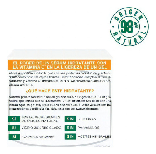 Gel Hidratante Garnier Express Aclara Con Vitamina C 50 Ml Momento de aplicación Día/Noche Tipo de piel Todo tipo de piel