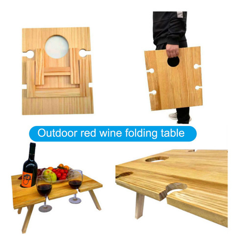 T Mesa Plegable De Madera Para Exteriores, Mesa Portátil