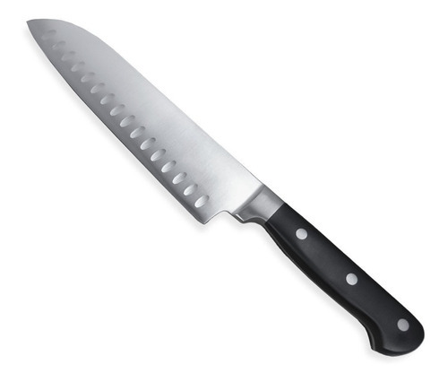 Cuchilla Cuchillo Santoku Chef Forjado Acero Otten 18 Cm Color Negro/Plateado