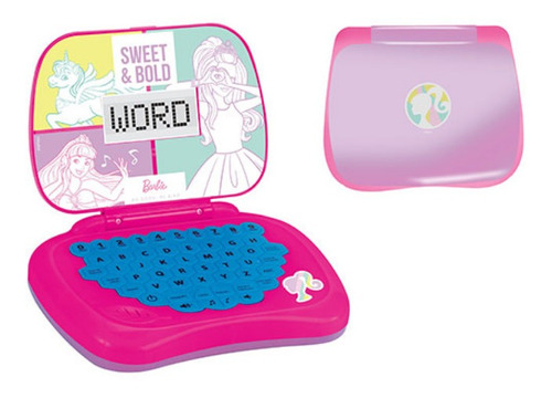 Laptop Infantil Barbie Portugues / Ingles Candide Rosa